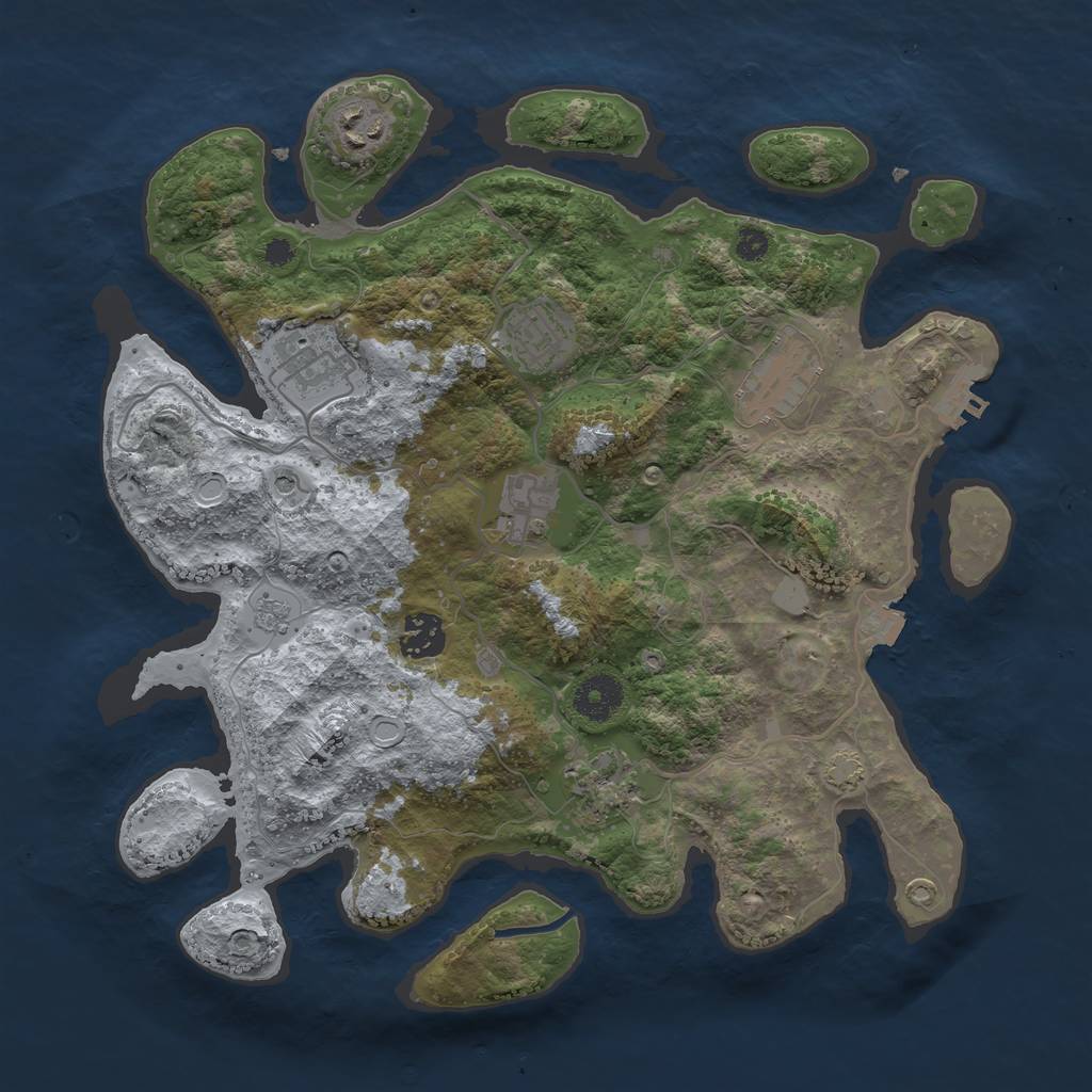 Rust Map: Procedural Map, Size: 3450, Seed: 28278326, 14 Monuments