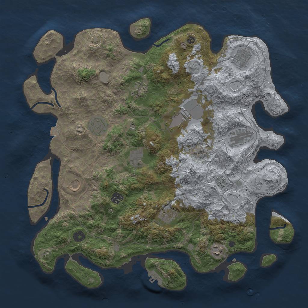 Rust Map: Procedural Map, Size: 4000, Seed: 2969, 18 Monuments