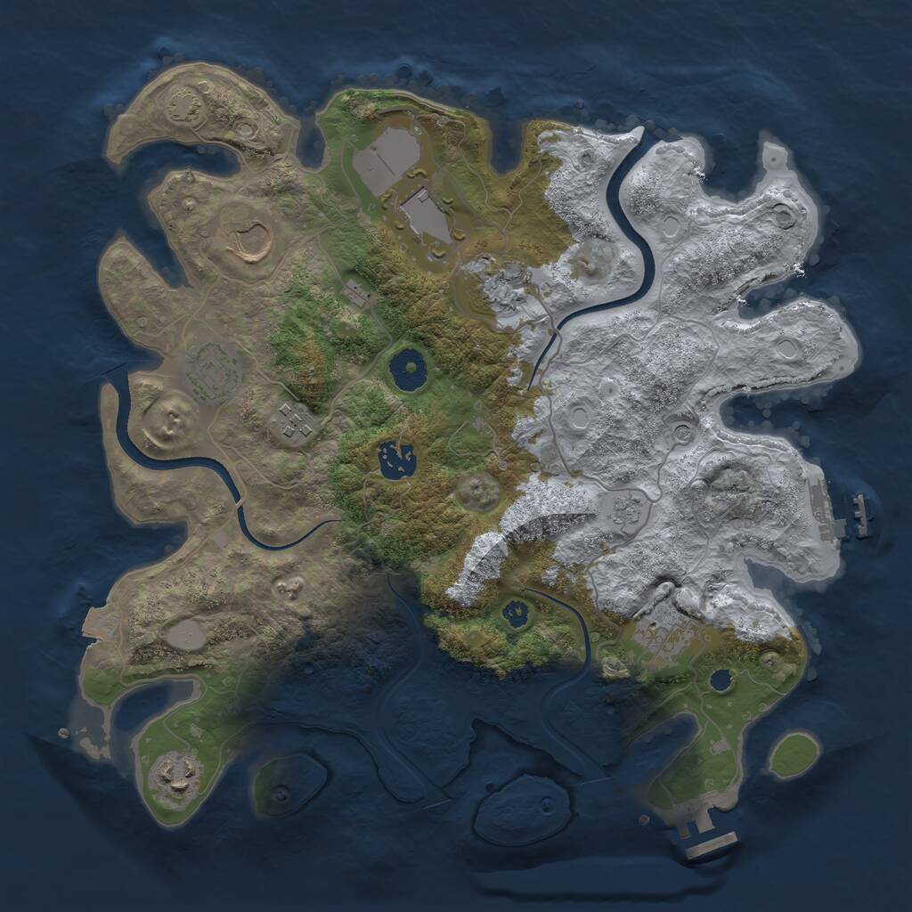 Rust Map: Procedural Map, Size: 3500, Seed: 316042940, 14 Monuments