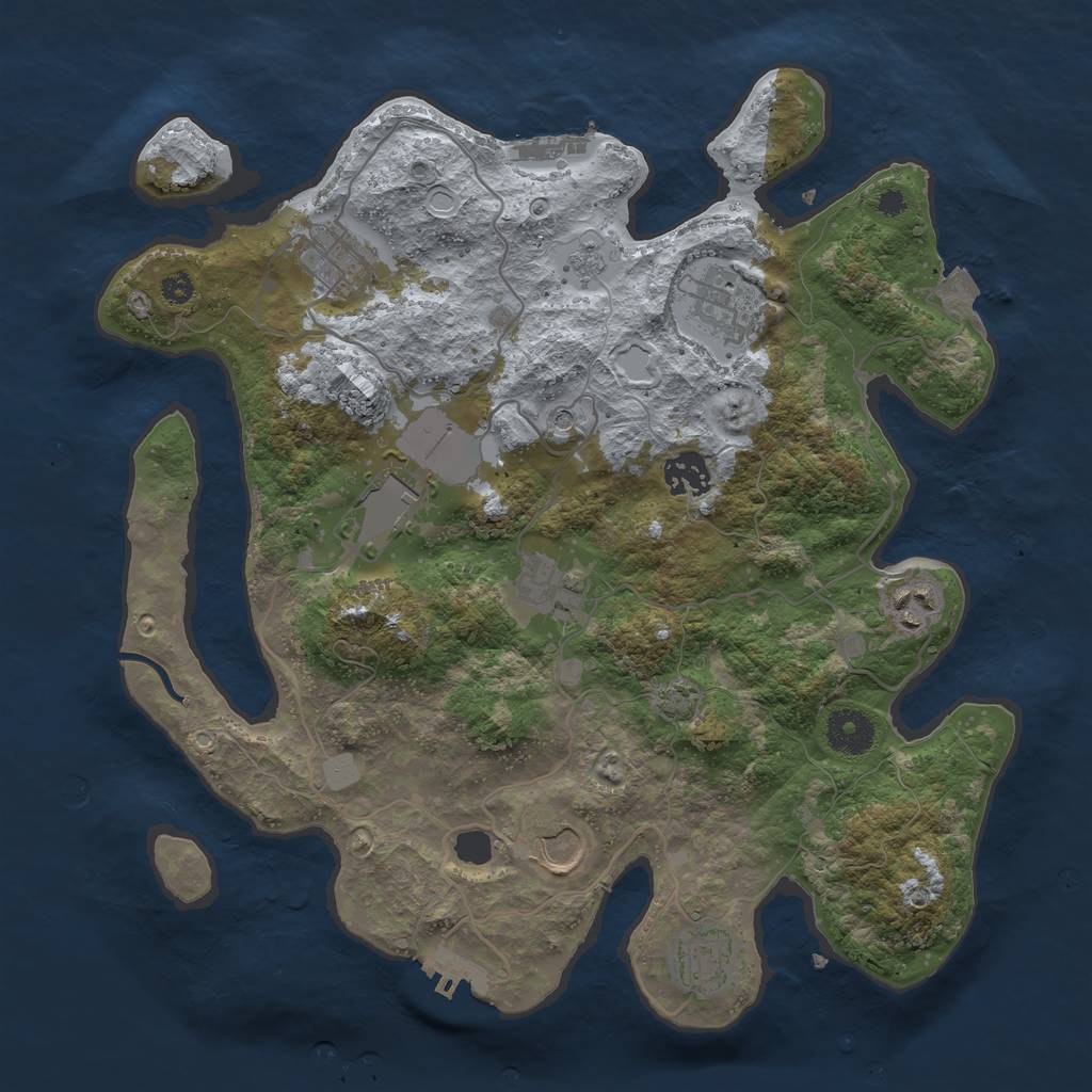 Rust Map: Procedural Map, Size: 3500, Seed: 2121703705, 16 Monuments