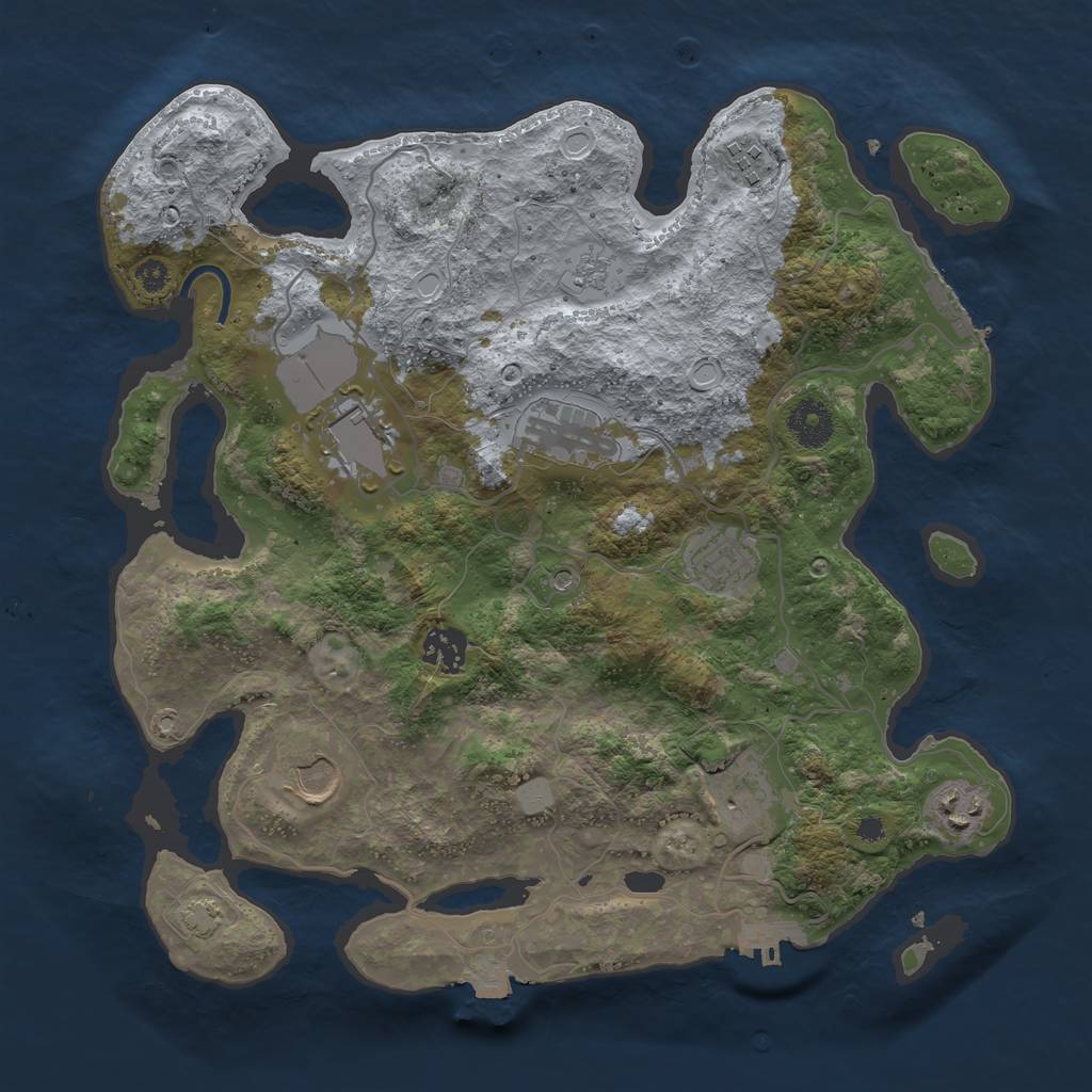 Rust Map: Procedural Map, Size: 3500, Seed: 246875, 16 Monuments