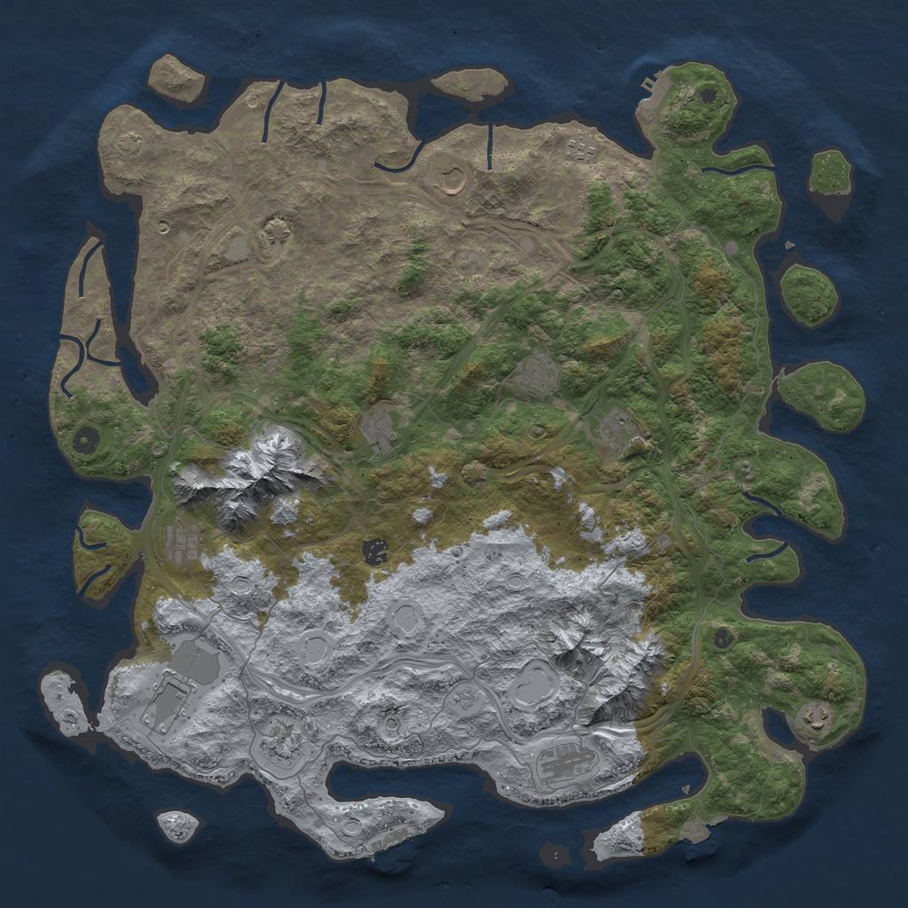 Rust Map: Procedural Map, Size: 5000, Seed: 1086945840, 19 Monuments