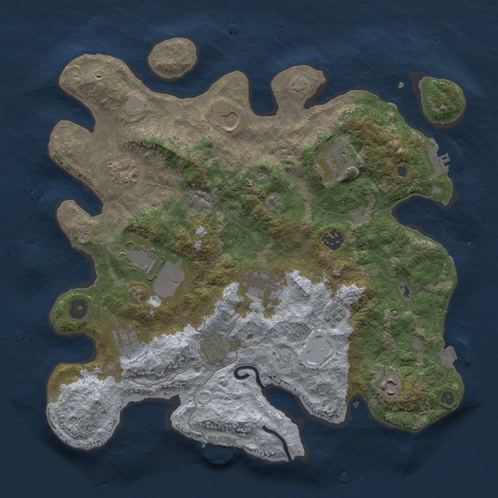 Rust Map: Procedural Map, Size: 3800, Seed: 457685, 18 Monuments