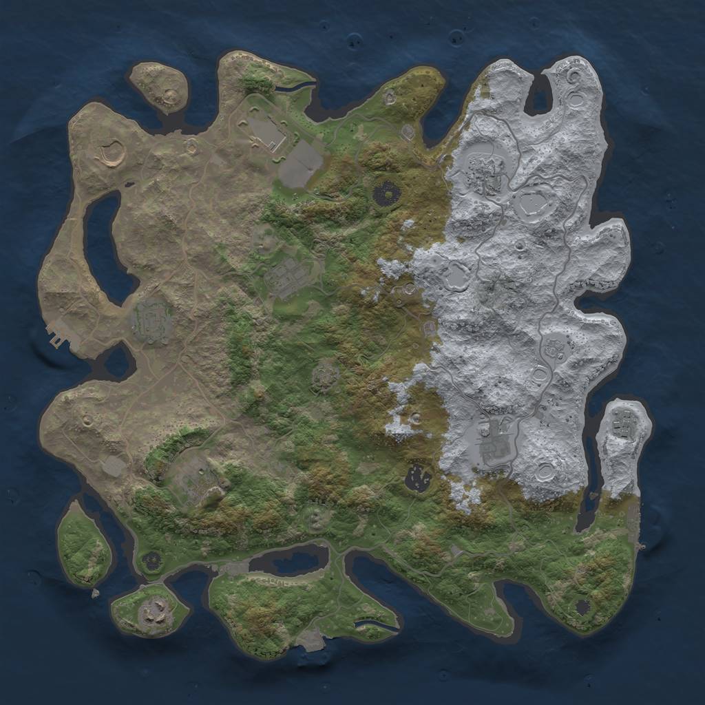 Rust Map: Procedural Map, Size: 4000, Seed: 56565959, 18 Monuments