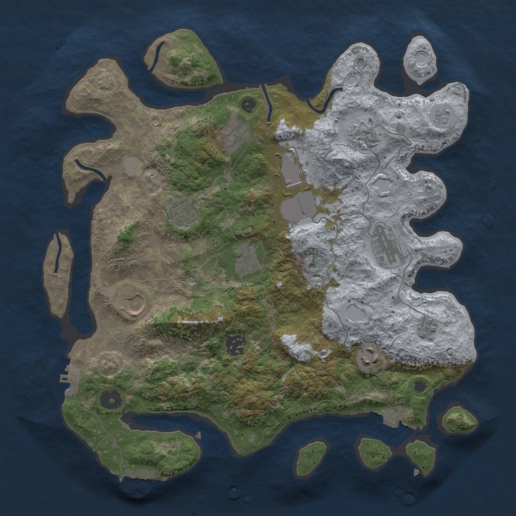 Rust Map: Procedural Map, Size: 3750, Seed: 703359391, 18 Monuments