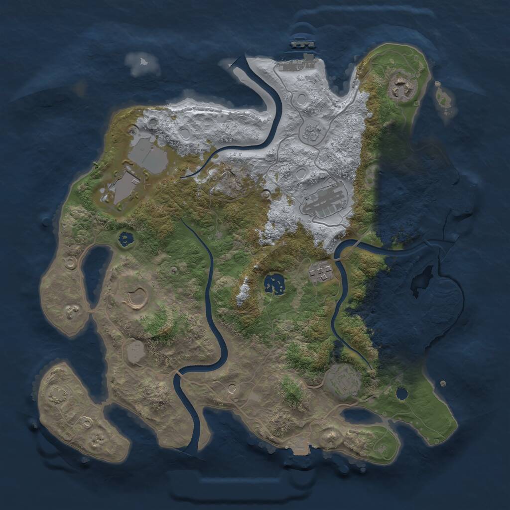 Rust Map: Procedural Map, Size: 3500, Seed: 1510968285, 13 Monuments
