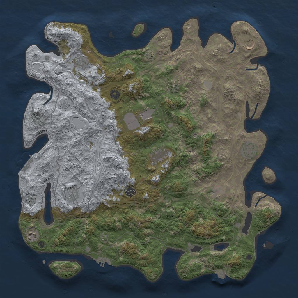 Rust Map: Procedural Map, Size: 4500, Seed: 2078684178, 19 Monuments