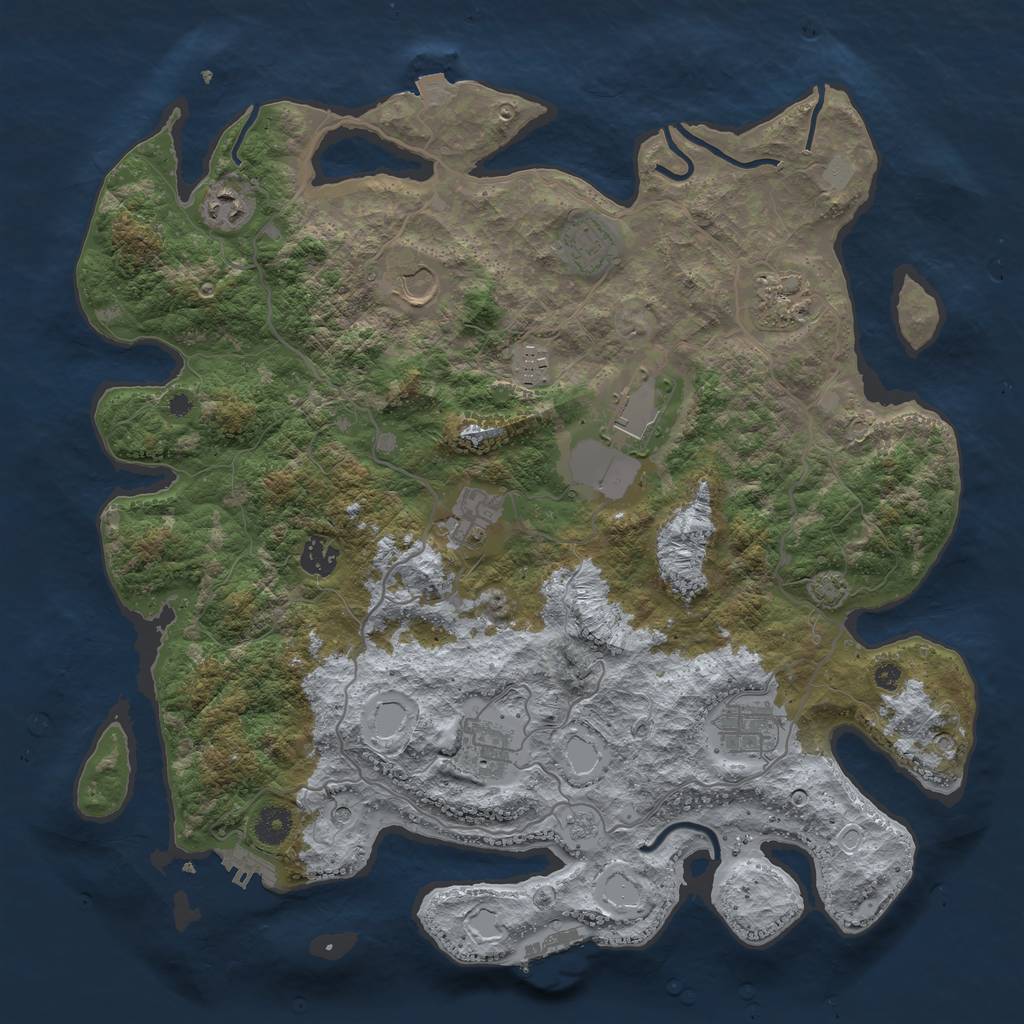 Rust Map: Procedural Map, Size: 4000, Seed: 61780256, 18 Monuments