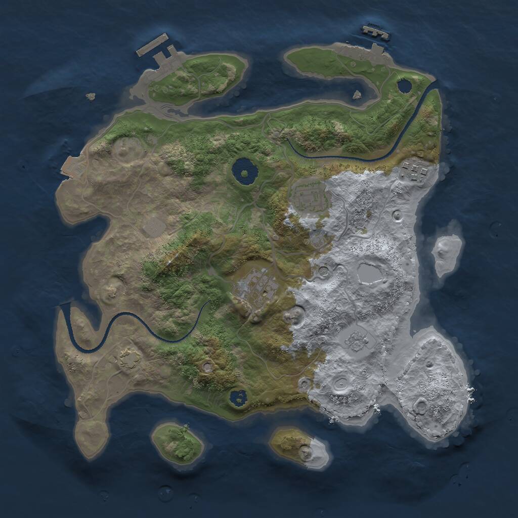 Rust Map: Procedural Map, Size: 3000, Seed: 416787228, 9 Monuments