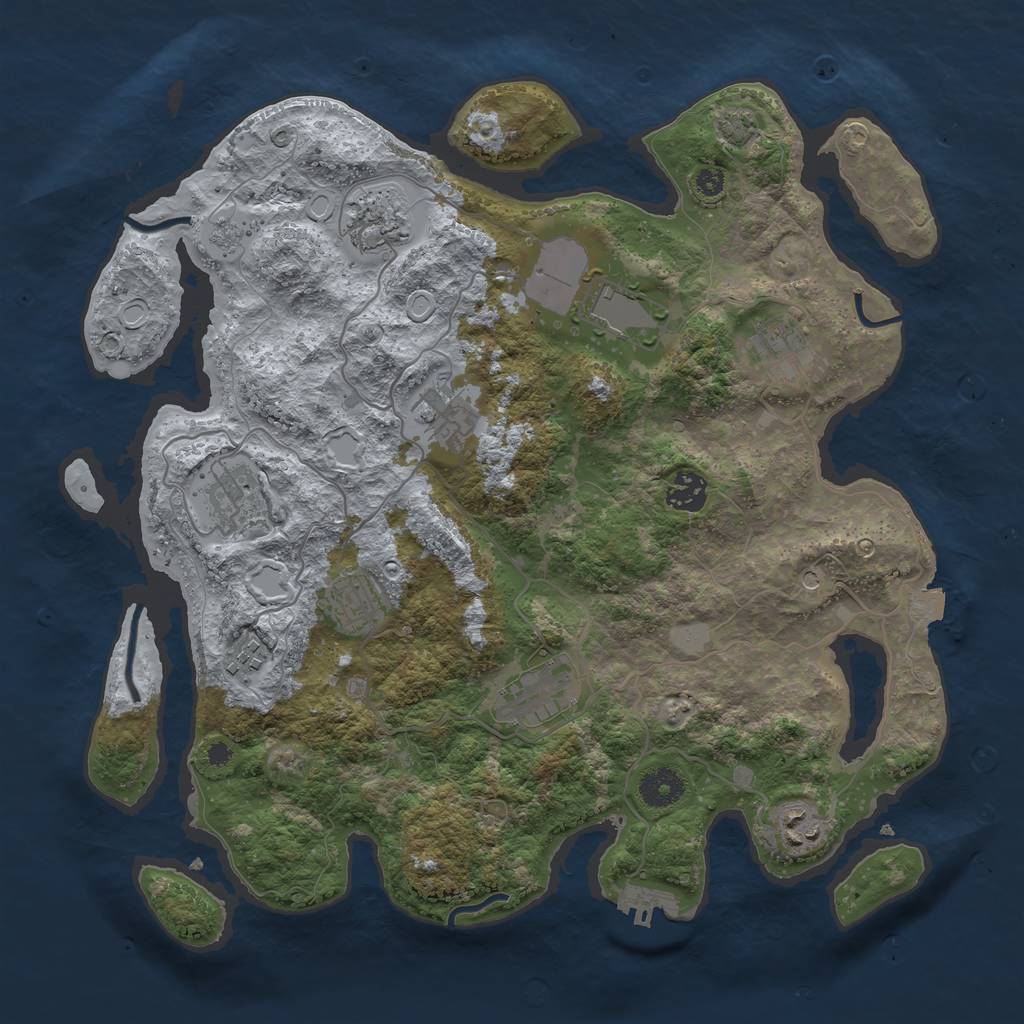Rust Map: Procedural Map, Size: 3700, Seed: 1293096747, 17 Monuments