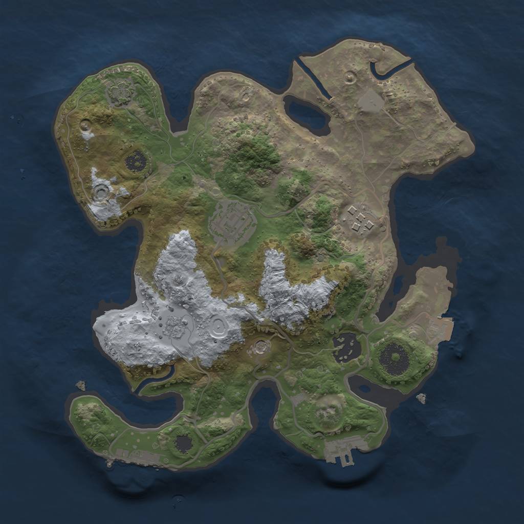 Rust Map: Procedural Map, Size: 2600, Seed: 1034653103, 11 Monuments