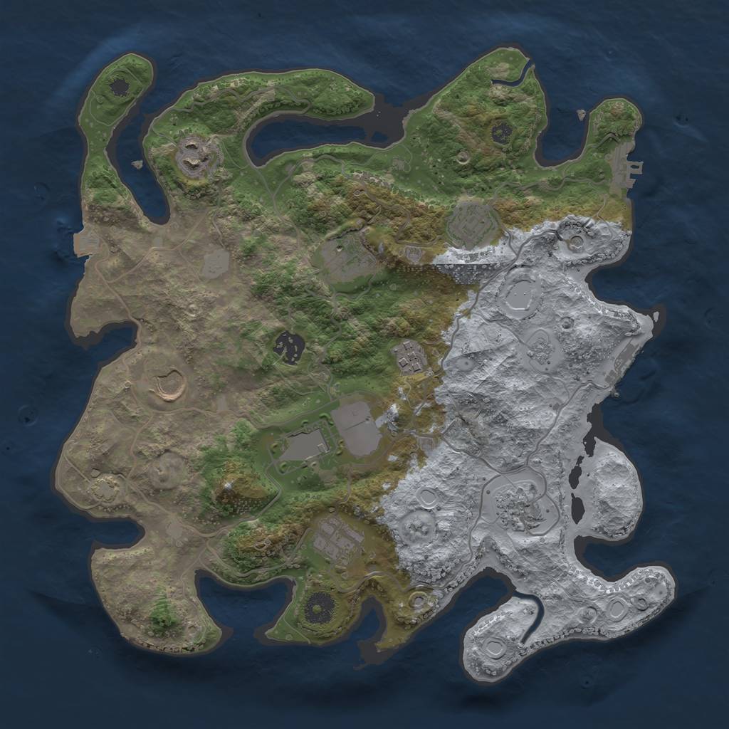 Rust Map: Procedural Map, Size: 3500, Seed: 63587452, 17 Monuments