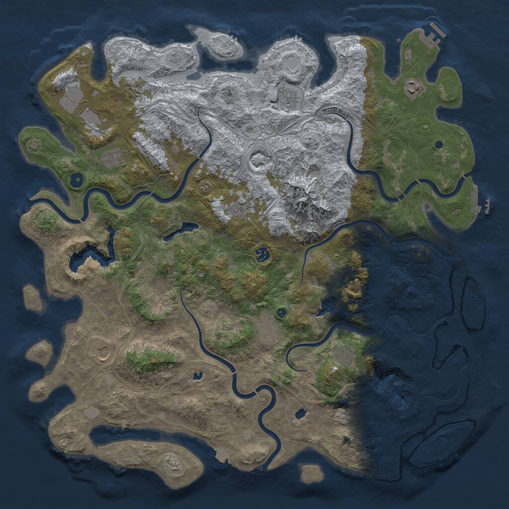 Rust Map: Procedural Map, Size: 5250, Seed: 762687670, 17 Monuments