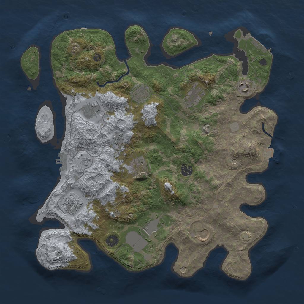 Rust Map: Procedural Map, Size: 3750, Seed: 87782509, 18 Monuments