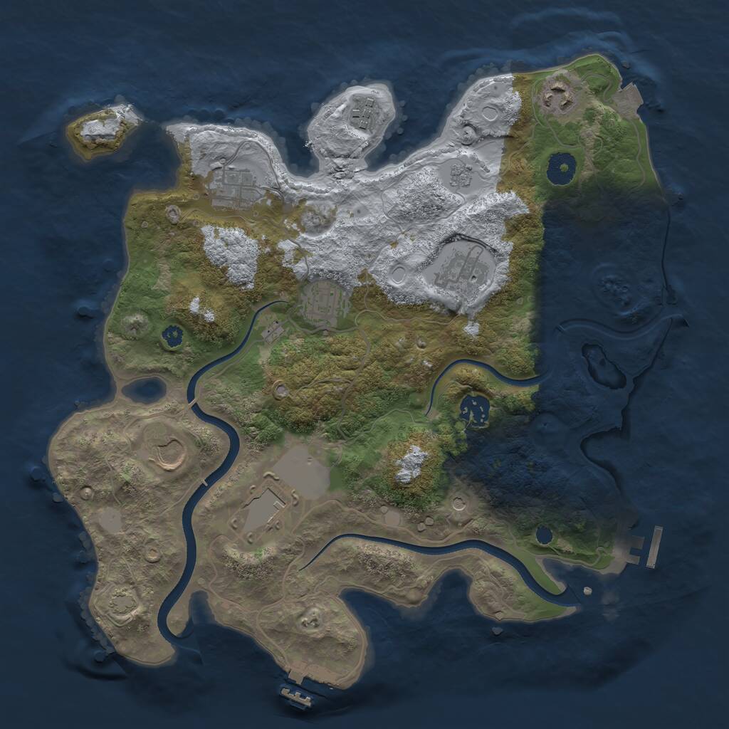 Rust Map: Procedural Map, Size: 3500, Seed: 775577683, 14 Monuments