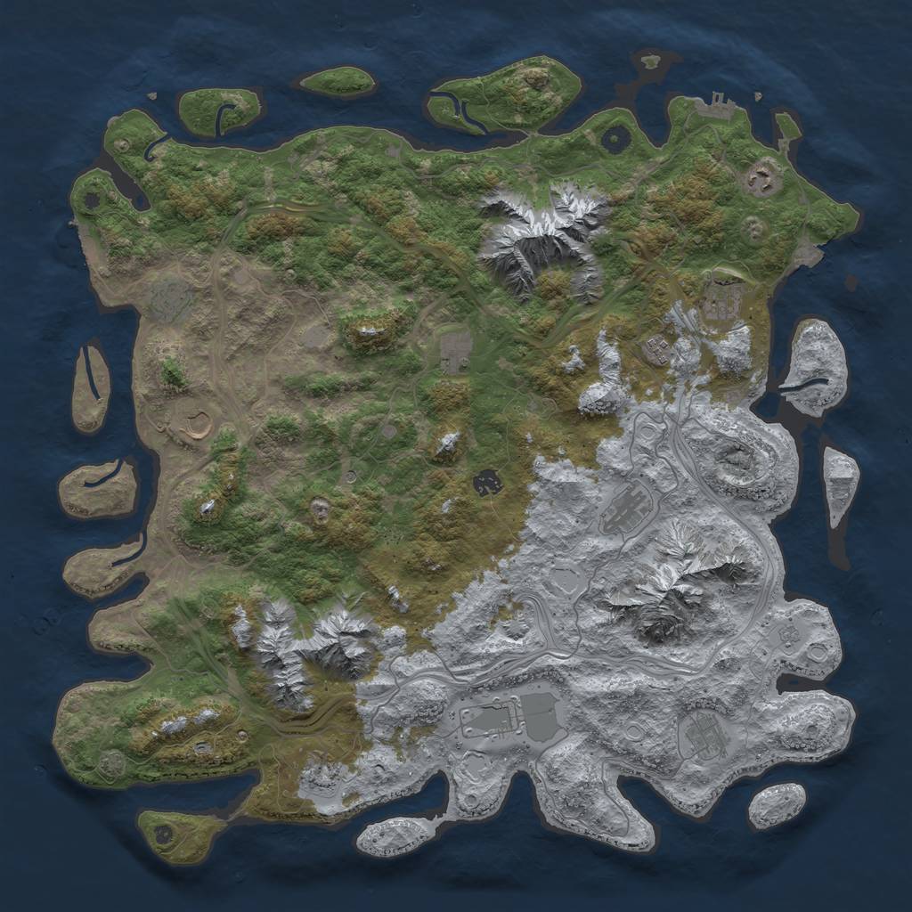 Rust Map: Procedural Map, Size: 5000, Seed: 1098318590, 19 Monuments
