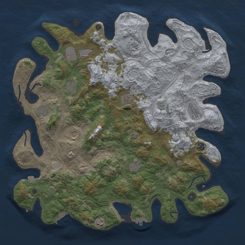 Rust Map: Procedural Map, Size: 4500, Seed: 1178355027, 19 Monuments