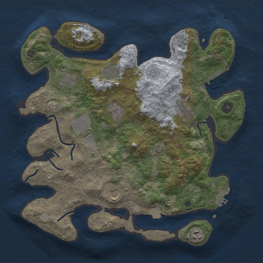 Rust Map: Procedural Map, Size: 3500, Seed: 1273672266, 16 Monuments