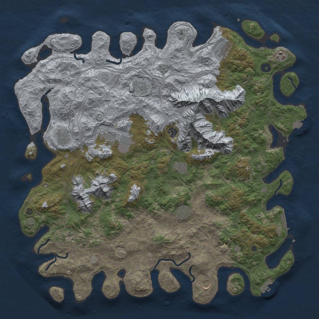 Rust Map: Procedural Map, Size: 5000, Seed: 384735679, 19 Monuments