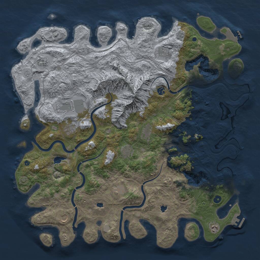 Rust Map: Procedural Map, Size: 5000, Seed: 384735679, 17 Monuments