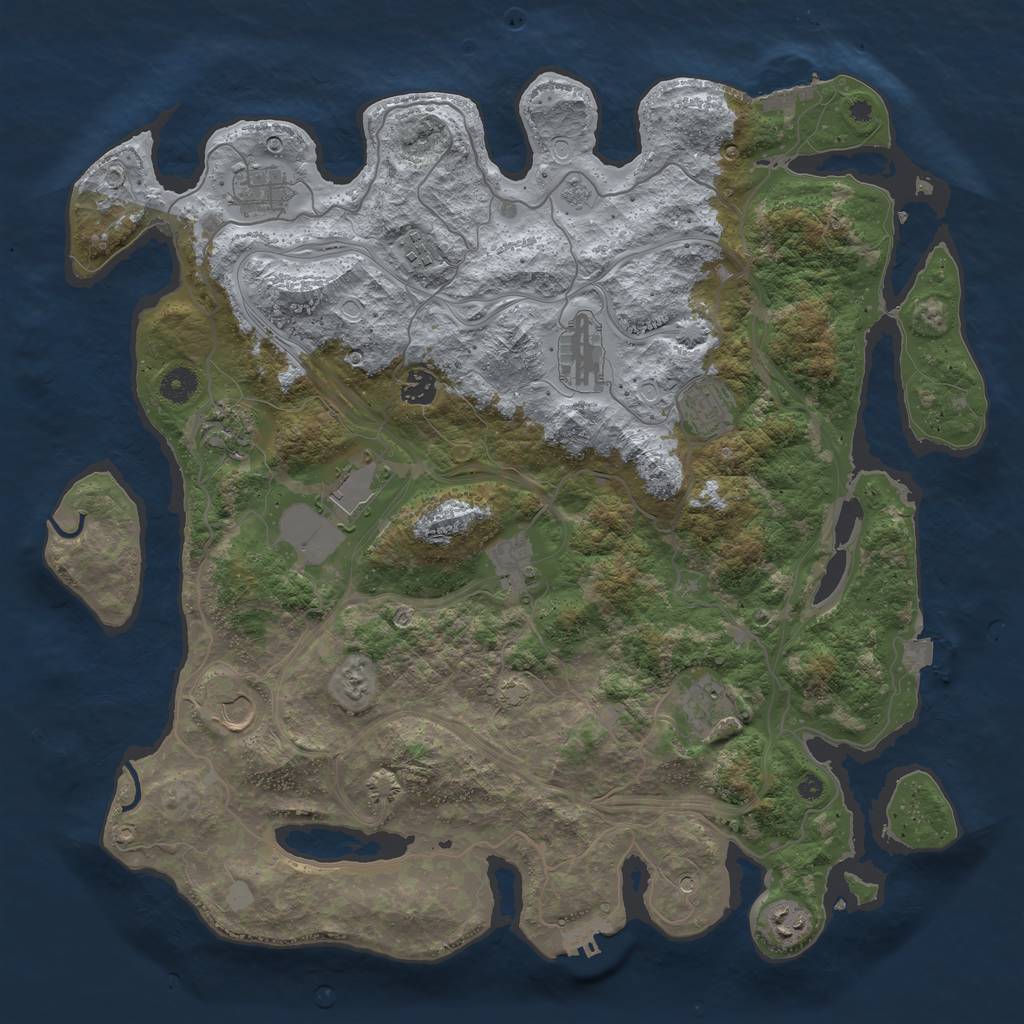 Rust Map: Procedural Map, Size: 4300, Seed: 877235877, 19 Monuments