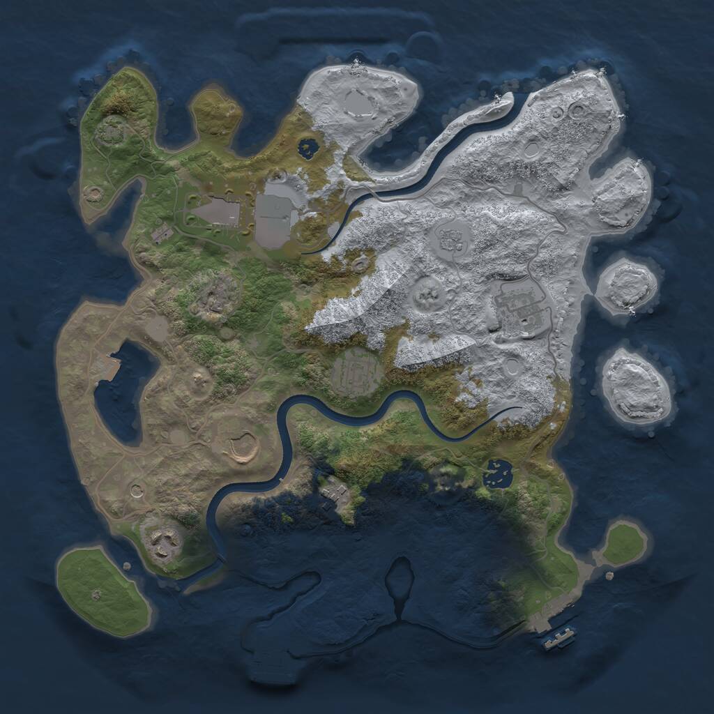 Rust Map: Procedural Map, Size: 3500, Seed: 94398016, 13 Monuments