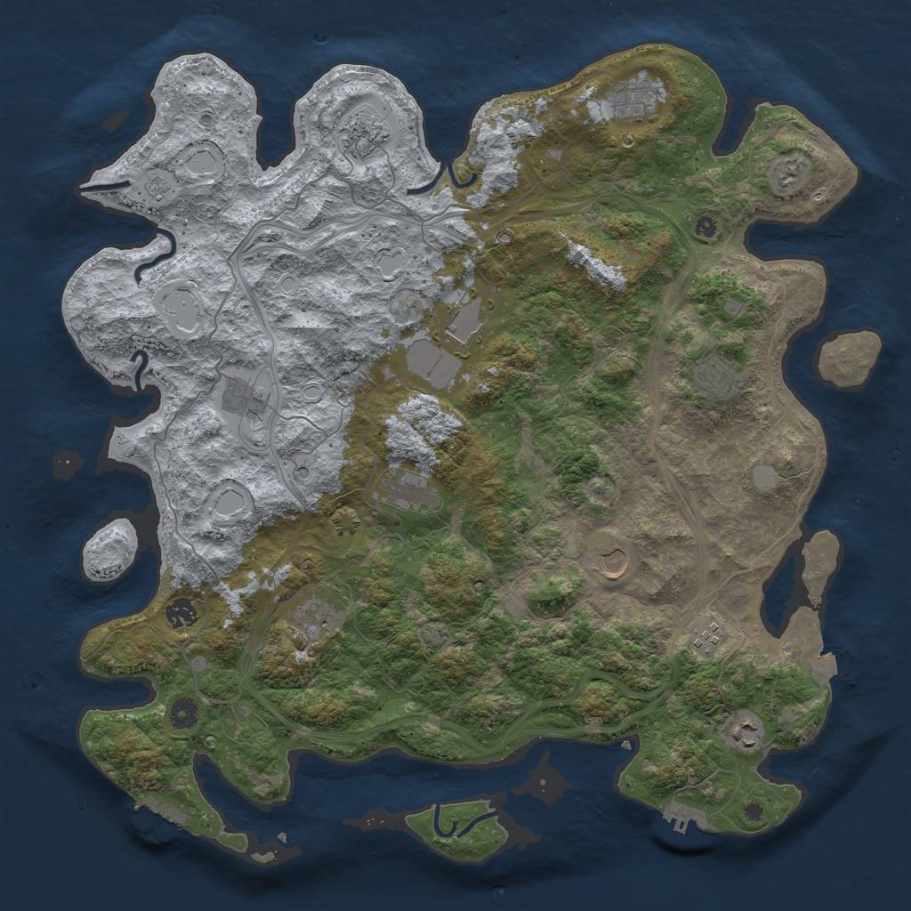 Rust Map: Procedural Map, Size: 4500, Seed: 1713490436, 19 Monuments