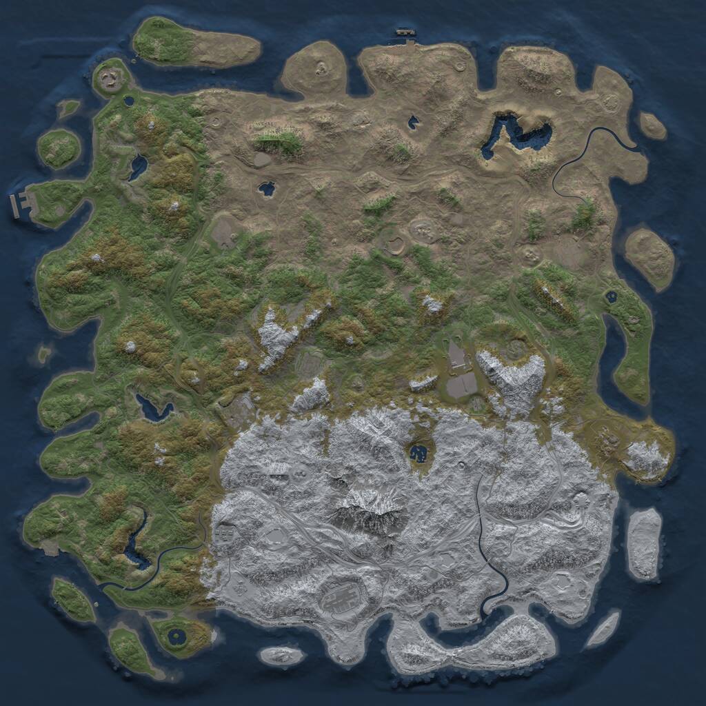 Rust Map: Procedural Map, Size: 6000, Seed: 1460802444, 17 Monuments