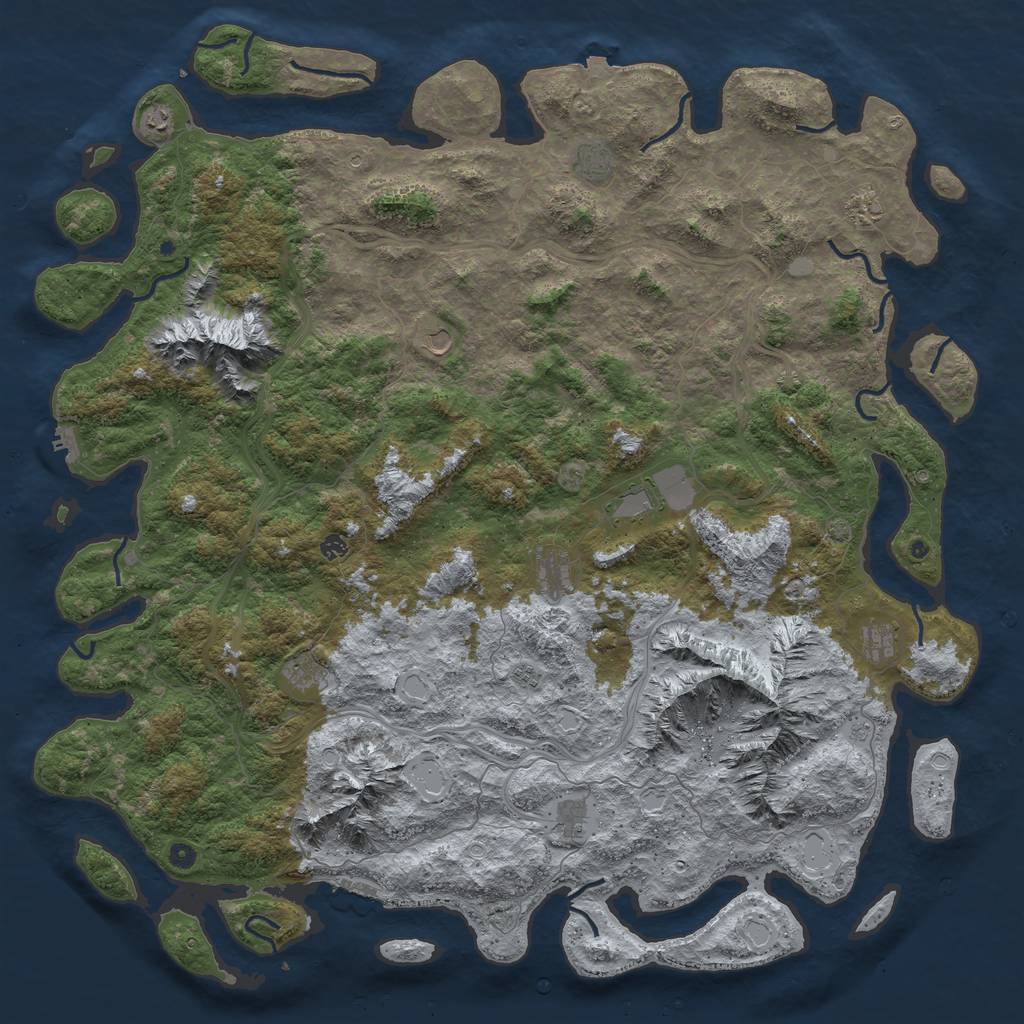 Rust Map: Procedural Map, Size: 6000, Seed: 1460802444, 19 Monuments