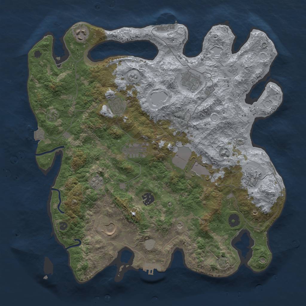 Rust Map: Procedural Map, Size: 3750, Seed: 1112228398, 17 Monuments