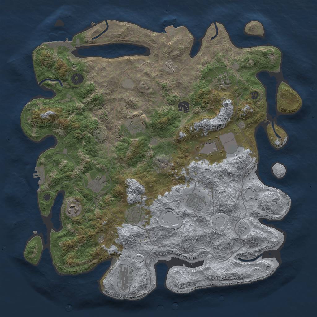 Rust Map: Procedural Map, Size: 4000, Seed: 208406987, 18 Monuments