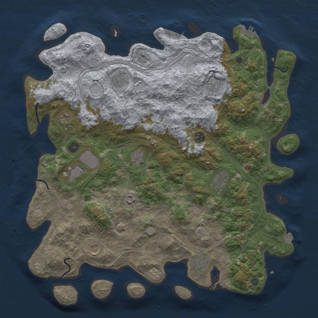 Rust Map: Procedural Map, Size: 4500, Seed: 328842639, 19 Monuments