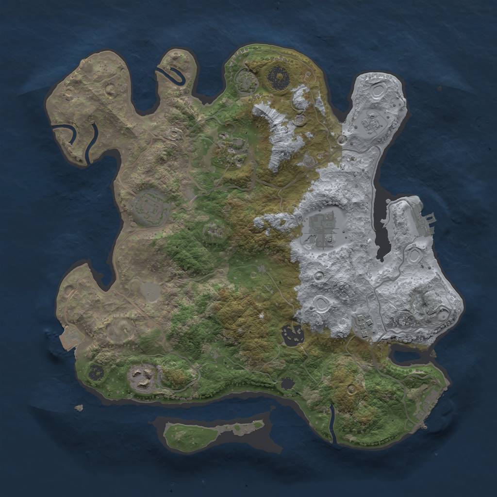 Rust Map: Procedural Map, Size: 3250, Seed: 1694797779, 13 Monuments