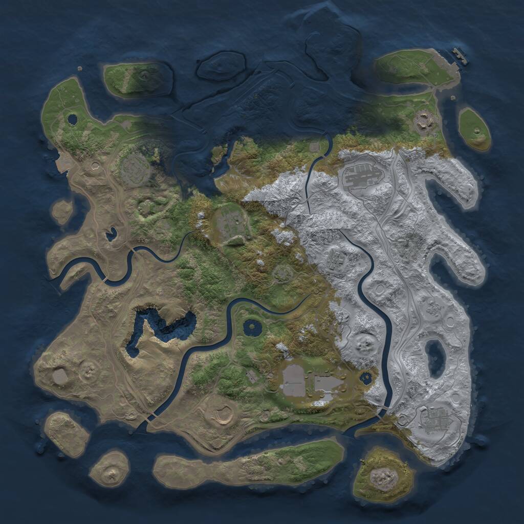 Rust Map: Procedural Map, Size: 4250, Seed: 1921327223, 15 Monuments