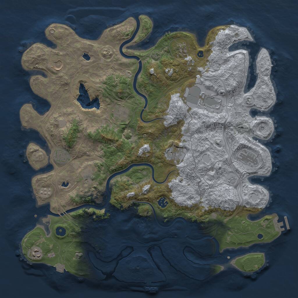 Rust Map: Procedural Map, Size: 4500, Seed: 1797501607, 17 Monuments