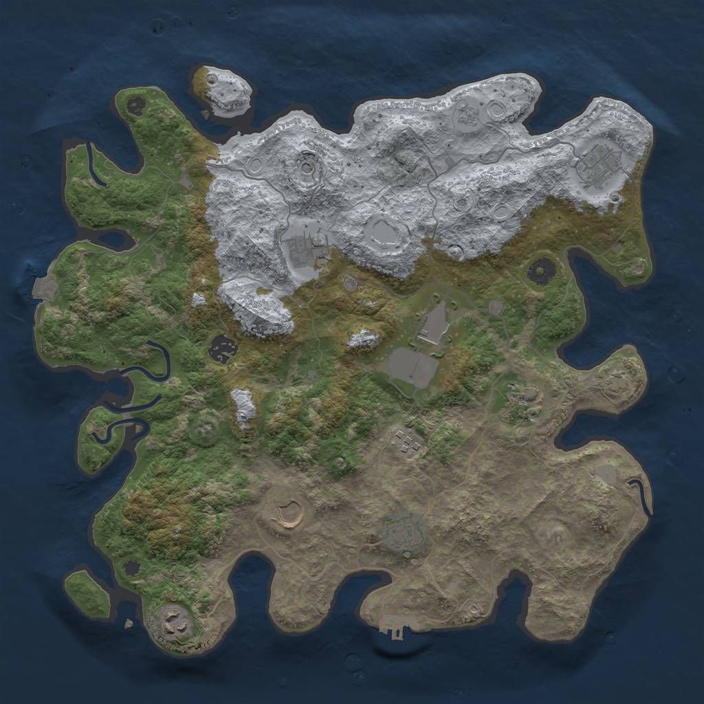 Rust Map: Procedural Map, Size: 3875, Seed: 1, 16 Monuments