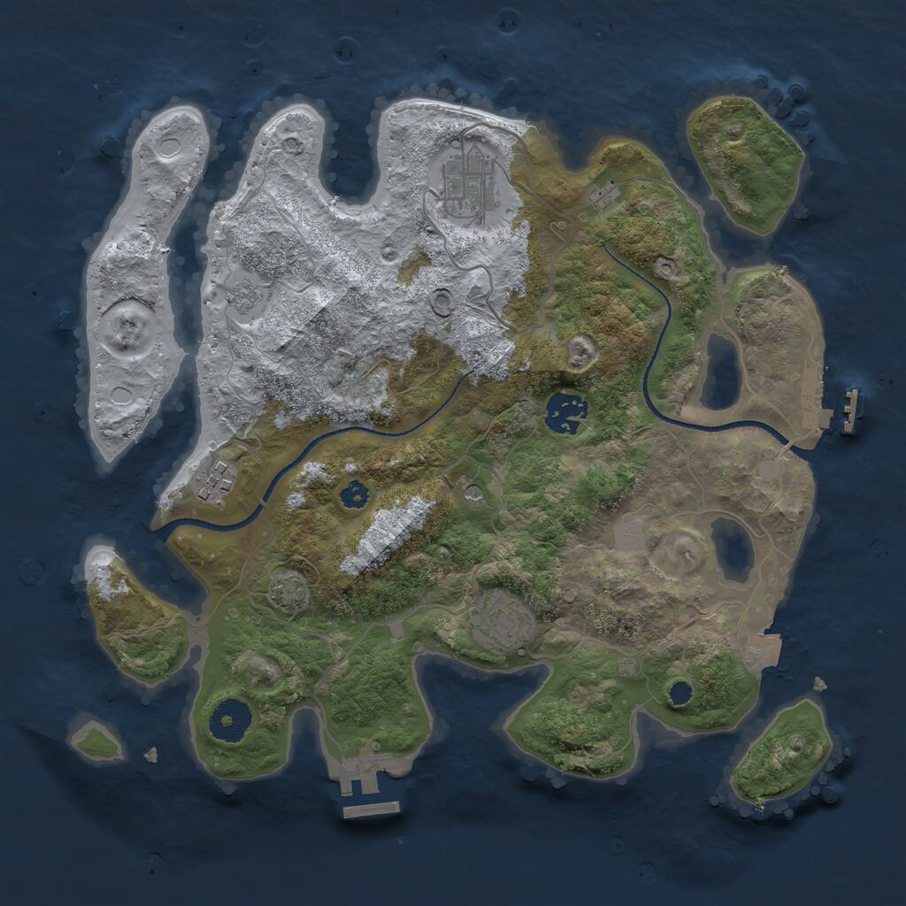 Rust Map: Procedural Map, Size: 3250, Seed: 659282979, 10 Monuments