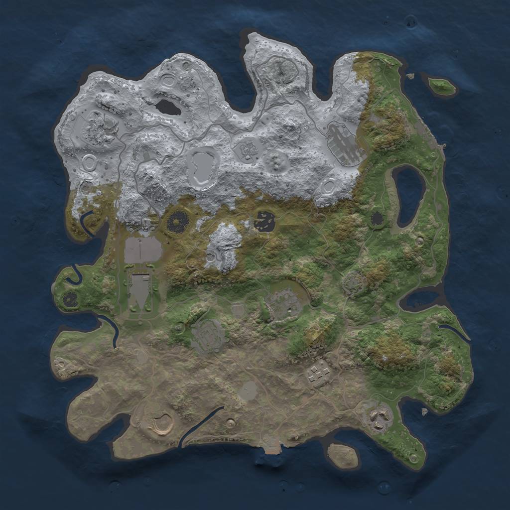 Rust Map: Procedural Map, Size: 3500, Seed: 153207838, 16 Monuments