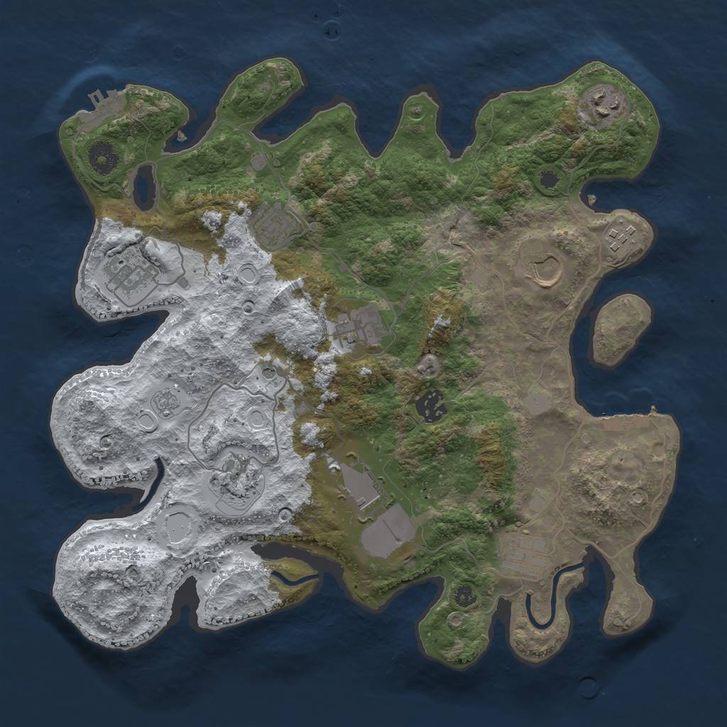 Rust Map: Procedural Map, Size: 3500, Seed: 1222, 19 Monuments