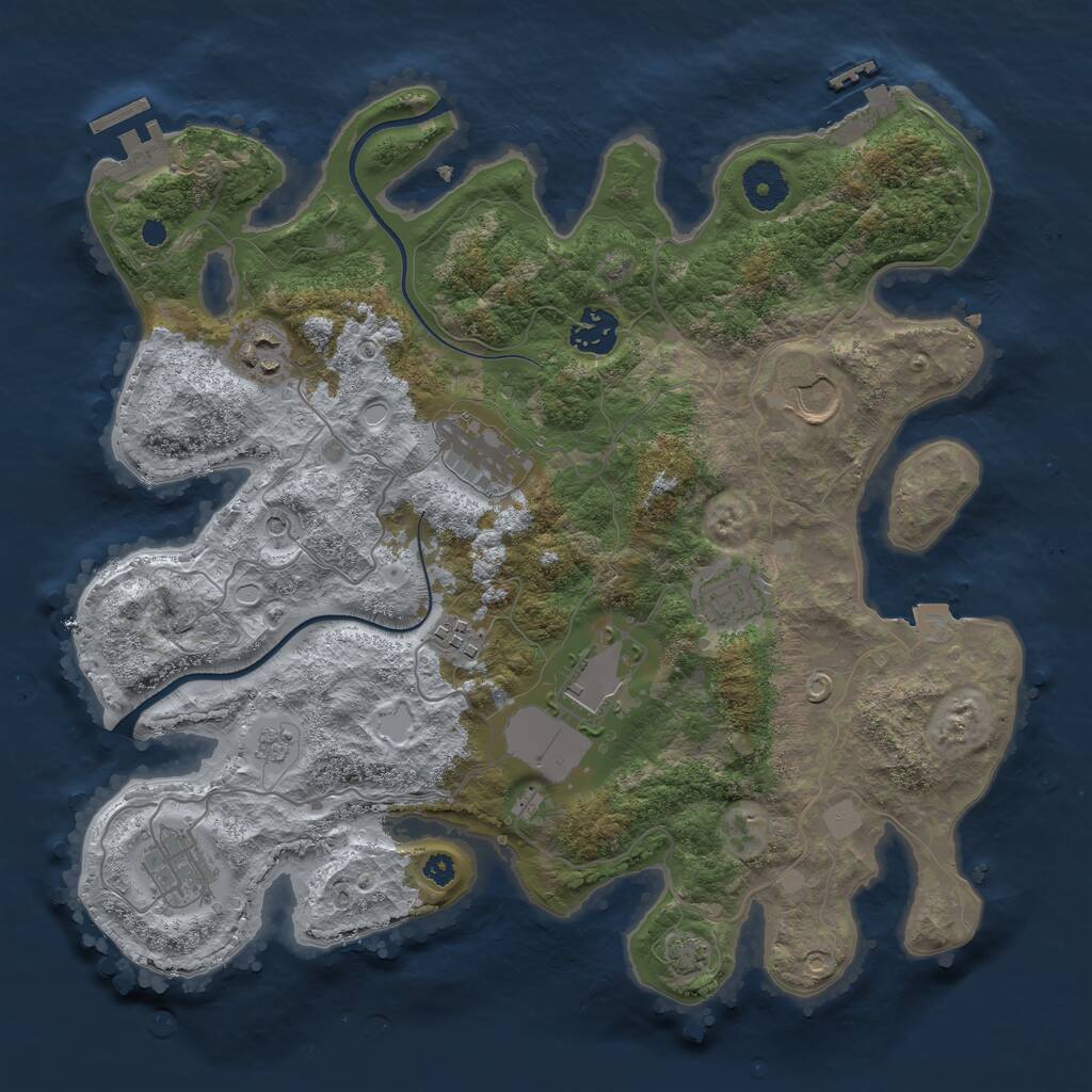 Rust Map: Procedural Map, Size: 3500, Seed: 1222, 14 Monuments