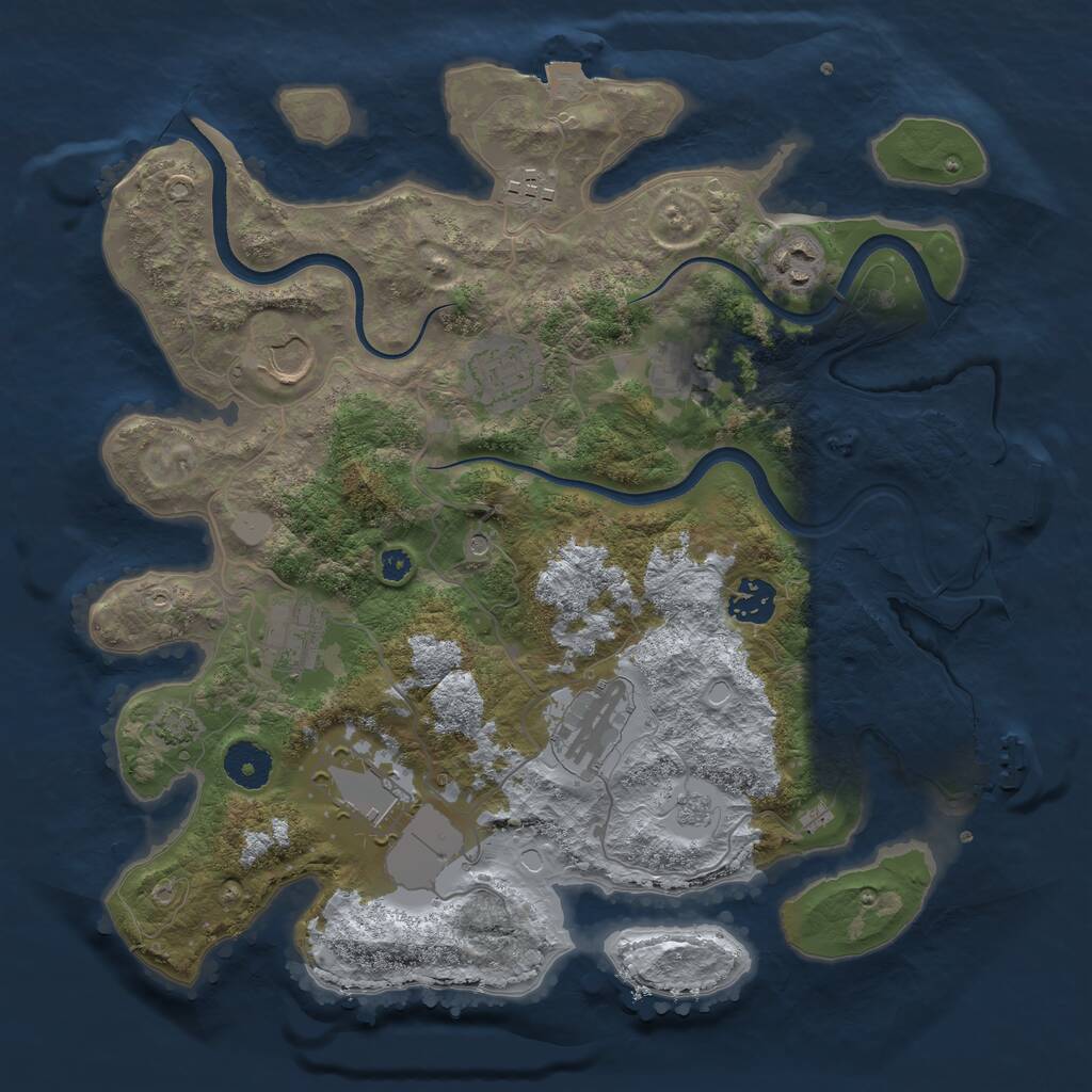 Rust Map: Procedural Map, Size: 3500, Seed: 2001346830, 15 Monuments