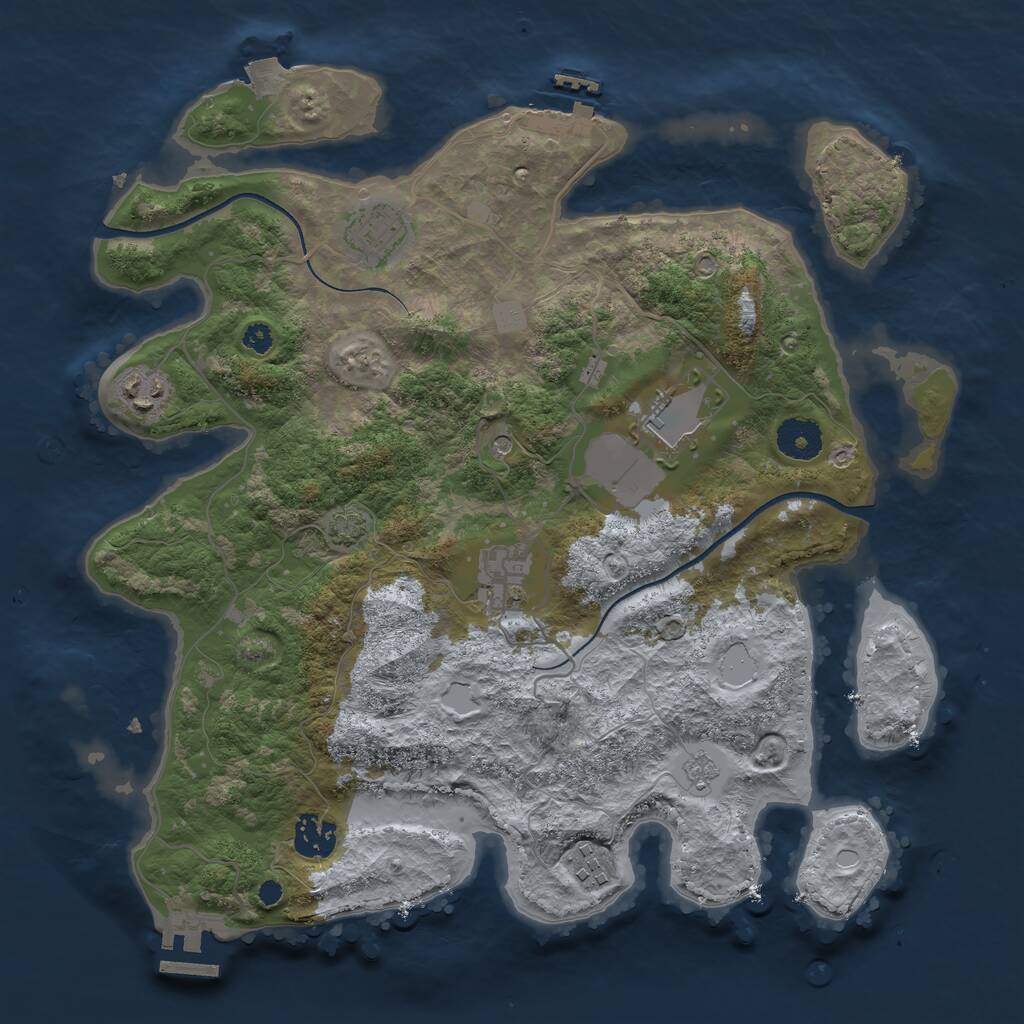 Rust Map: Procedural Map, Size: 3500, Seed: 1424981045, 12 Monuments