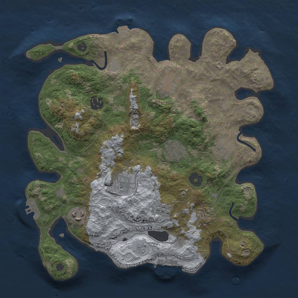 Rust Map: Procedural Map, Size: 3250, Seed: 552463815, 16 Monuments