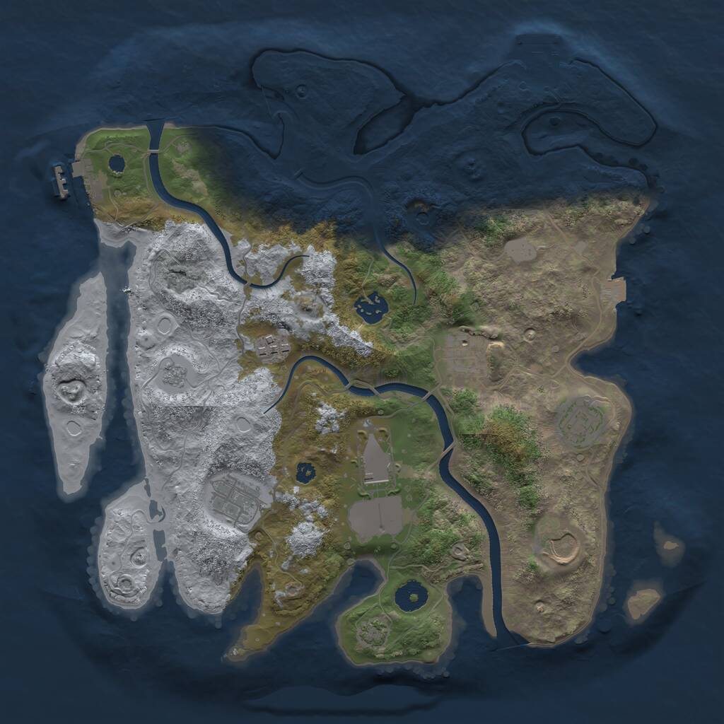 Rust Map: Procedural Map, Size: 3500, Seed: 2069500254, 13 Monuments