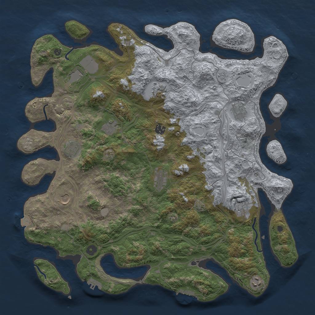 Rust Map: Procedural Map, Size: 4500, Seed: 7402, 19 Monuments