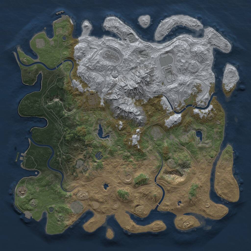 Rust Map: Procedural Map, Size: 5000, Seed: 717670, 19 Monuments