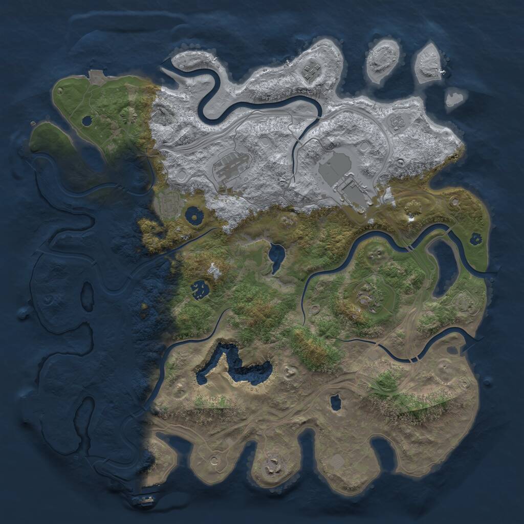 Rust Map: Procedural Map, Size: 4250, Seed: 73931796, 13 Monuments