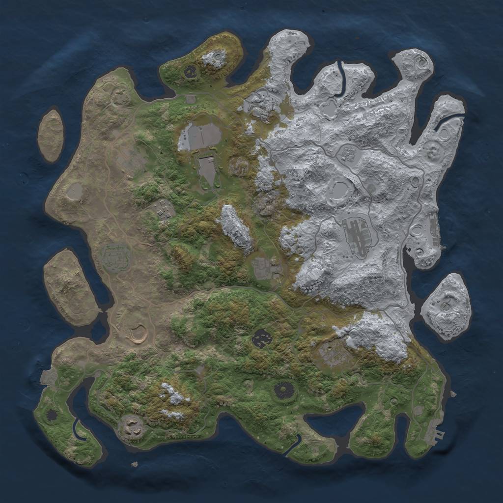 Rust Map: Procedural Map, Size: 4000, Seed: 72809163, 19 Monuments