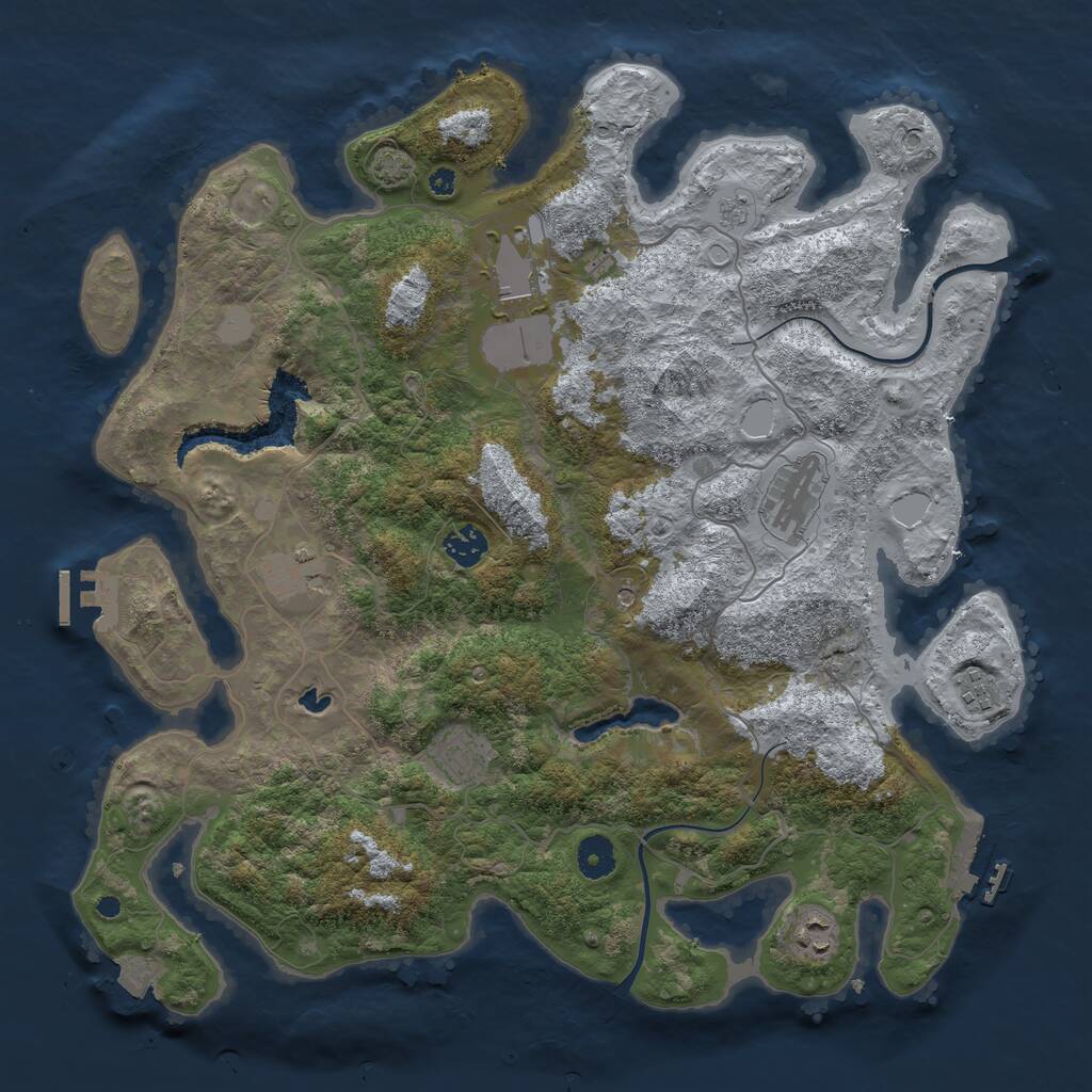Rust Map: Procedural Map, Size: 4000, Seed: 72809163, 13 Monuments