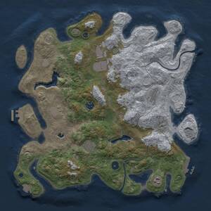 Thumbnail Rust Map: Procedural Map, Size: 4000, Seed: 72809163, 13 Monuments